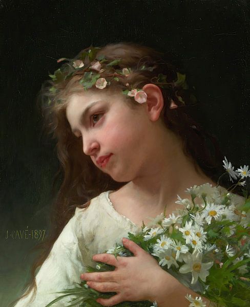Fille avec un bouquet de marguerites, Jules-Cyrille Cavé par Des maîtres magistraux