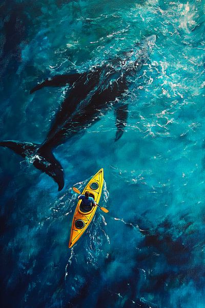 Kayakers under the shadow of the shark by Poster Art Shop
