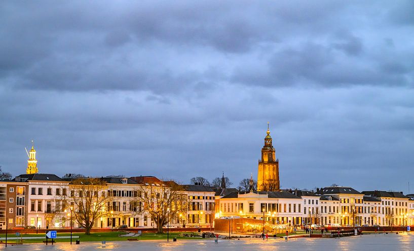 Coucher de soleil sur la rivière IJssel à Zutphen par Sjoerd van der Wal Photographie
