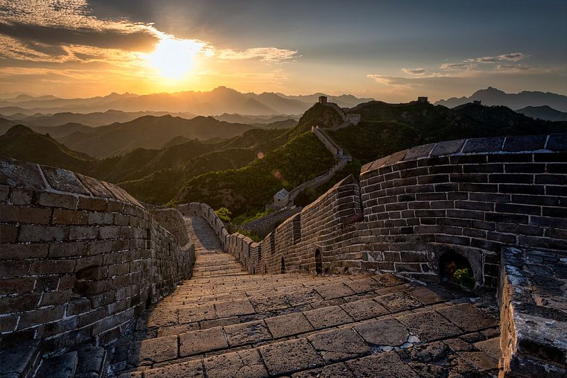 Sonnenuntergang an der Chinesischen Mauer von Michael Bollen