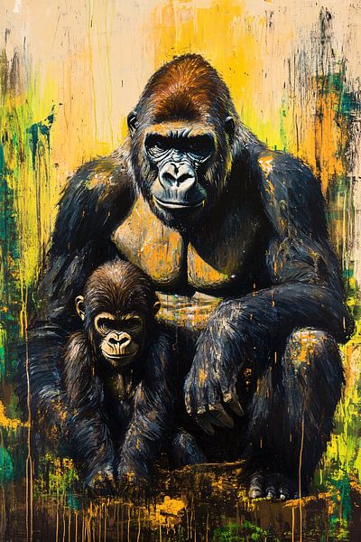 Gorillamutter und Junges Gemälde von Imperial Art House