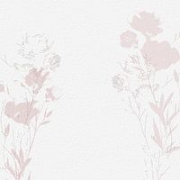 Delicate watercolor art with wild flowers and herbs. Soft pink blush tones