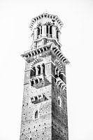 Church tower in central Verona (black and white)