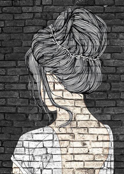 Jolie fille avec chignon graffiti par KalliDesignShop