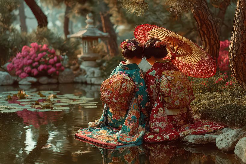 Art pittoresque japonais avec Geisha par Egon Zitter