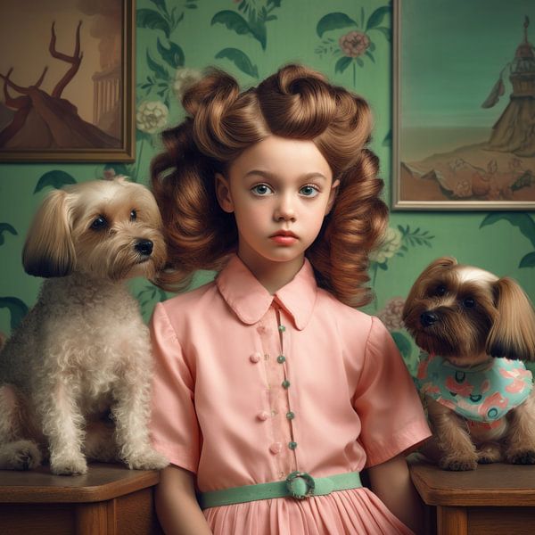 Kunstporträt &quot;Ich und meine Hunde&quot; von Carla Van Iersel