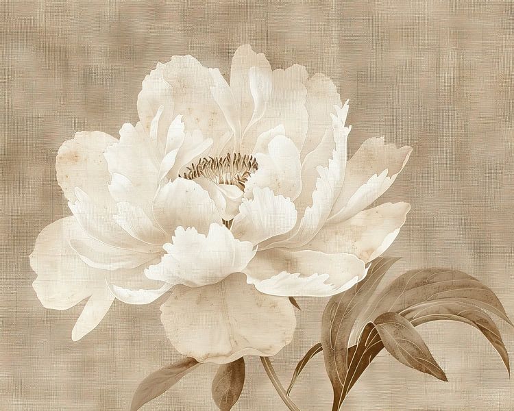 Beige Blumengemälde | Whispered Bloom von Moderne Kollektion