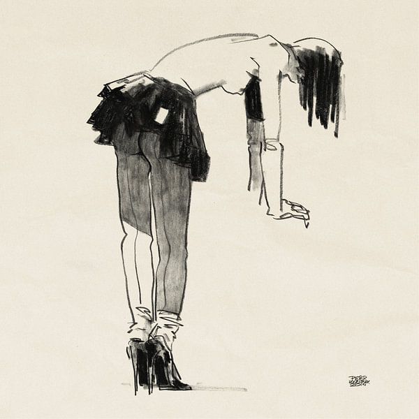 dessin d'un nu au fusain par Pieter Hogenbirk