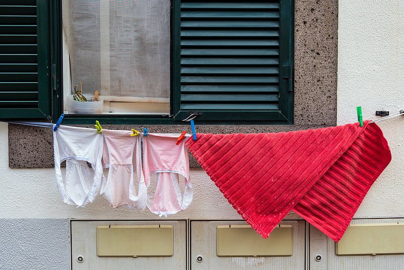 Washing line in Funchal on the island Madeira, Portugal by Rico Ködder