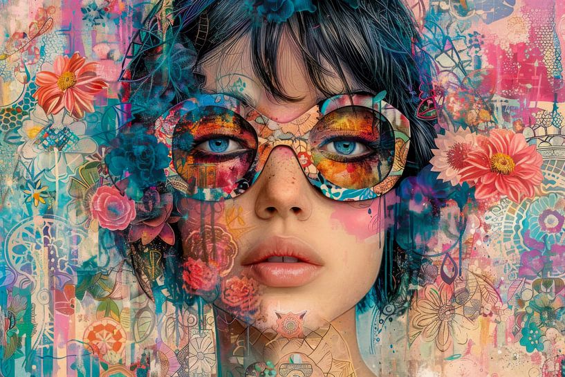 Colorful Portrait Collage – Modern Art Wall Art by Joriali photography and paintings