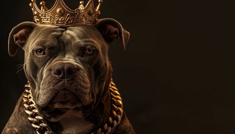 Pitbull-König mit Krone braun panorama von TheXclusive Art