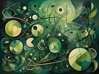 Lebendiger Grünton in geometrischem Kunstwerk