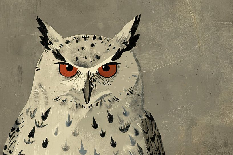 Owl Minimalist | Night Guardian&#039;s Uhr von Blickfänger Gemälde