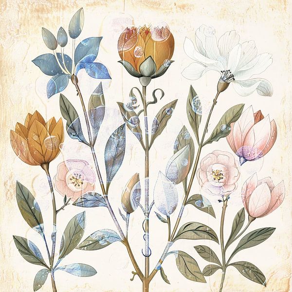 Botanical flowers decorative art by Vlindertuin-Art