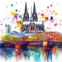 Cologne in watercolour style