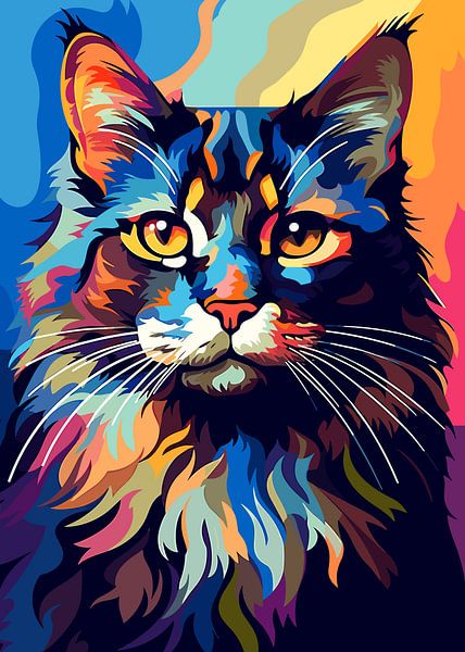 Katze Tier WPAP Pop Art Farbe Stil von Mason Scott