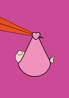 Ooievaar met baby meisje - babykamer