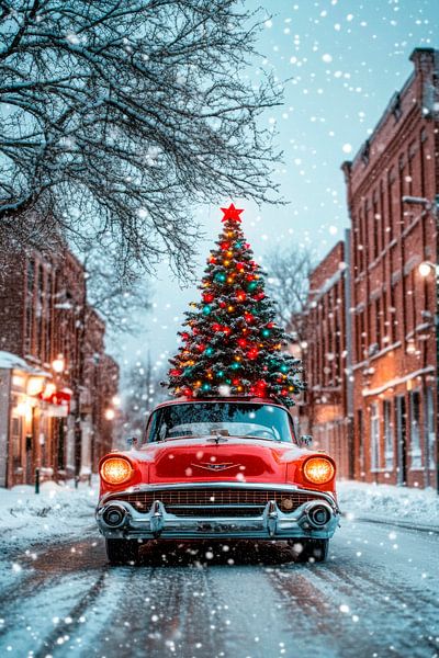 Christmas car snow by Poster Art Shop