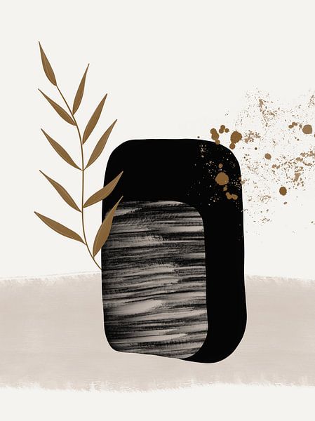 Abstrakte Kunst - Schwarz und Gold 2 von Studio Malabar