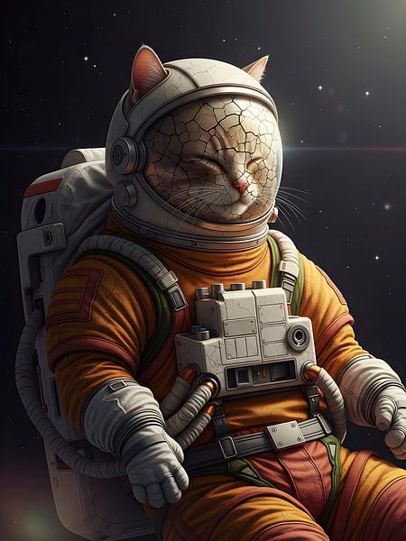 Adventurous Cat Astronaut Exploring Deep Space by HASANUL FAUZIE