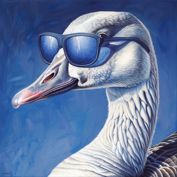 Swan Hip Blue | Beaked Blues Brother par Peintures accrocheuses