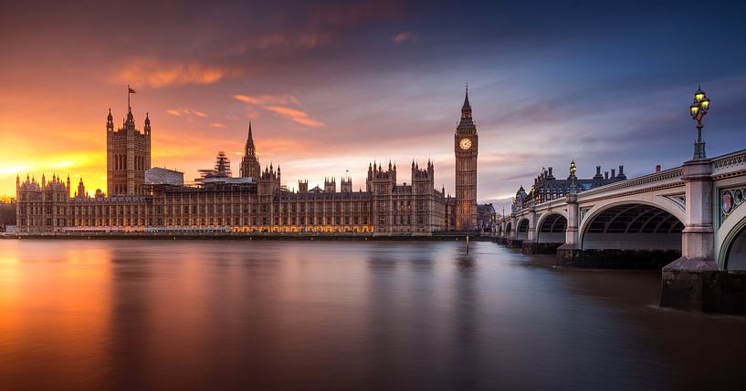 Londres Palais de Westminster Coucher de soleil par Merakiphotographer 