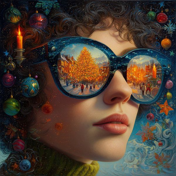Weihnachtsbaum | Weihnachtsmarkt In My Glasses von ARTEO Gemälde