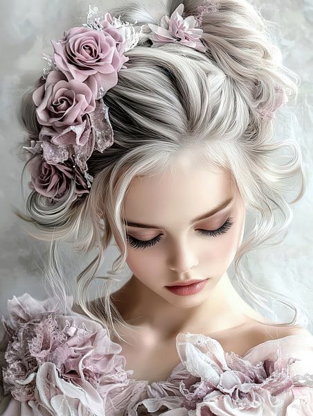 Hidden thoughts in rose blossom by Klaus Tesching - Art-AI