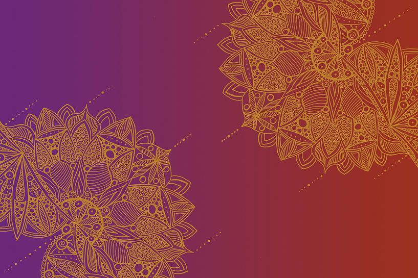 Rot und Lila Mandala Muster von Sebastian Grafmann