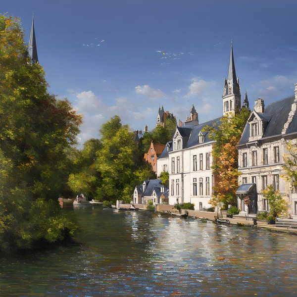 Bruges Belgium Rozenhoedkaai photo and AI by Marianne van der Zee