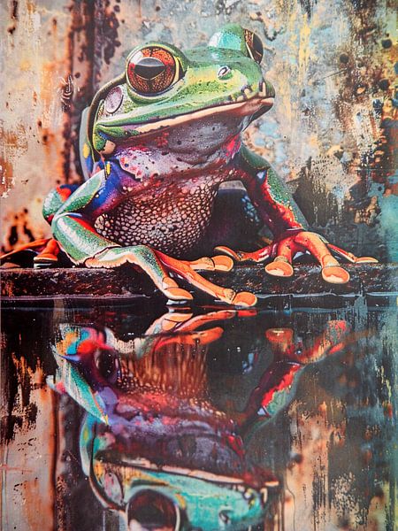 grenouille reflet street art surface rouillée par gm_designs