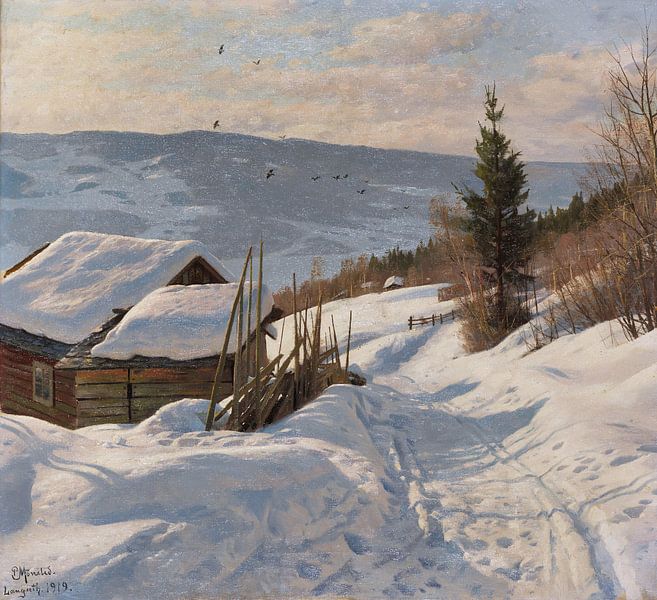 Sonniger Wintertag in Norwegen, PEDER MONSTED, 1919 von Atelier Liesjes