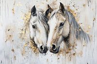 Zwei weiße Pferde mit Gold