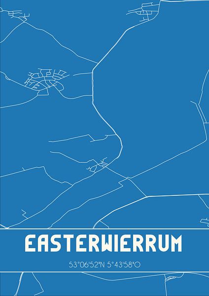Blueprint | Carte | Easterwierrum (Fryslan) par Affiches de lieux
