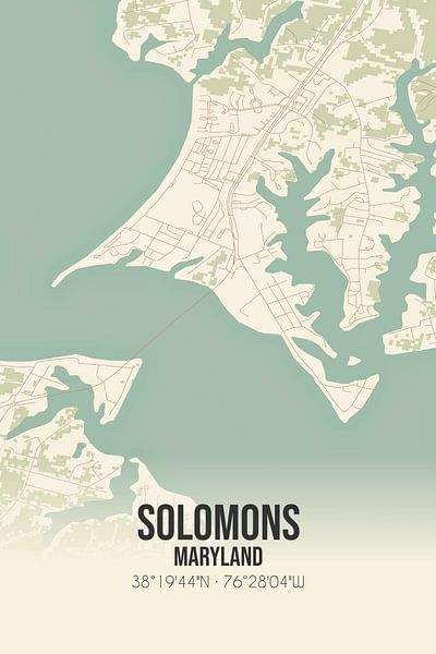Alte Karte von Solomons (Maryland), USA. von Ortsdrucke