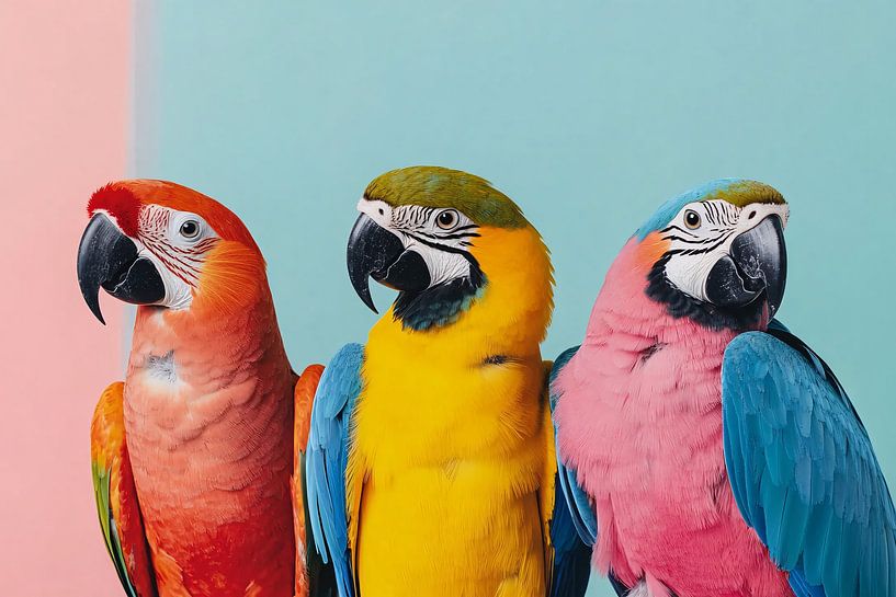 Drei bunte Papageien von Imperial Art House