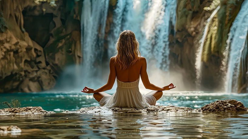 Frau mit Lotosblüte von Egon Zitter