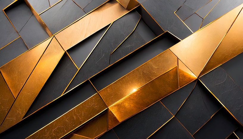 Gold mit Schwarz in Kunst von Mustafa Kurnaz