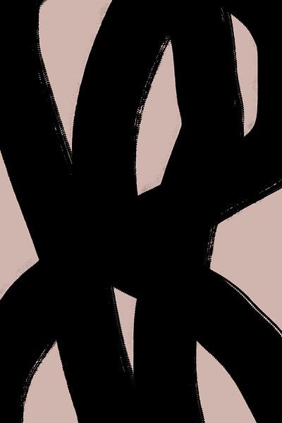 Moderne abstrakte minimalistische Formen und Linien in Schwarz auf Beige V von Dina Dankers