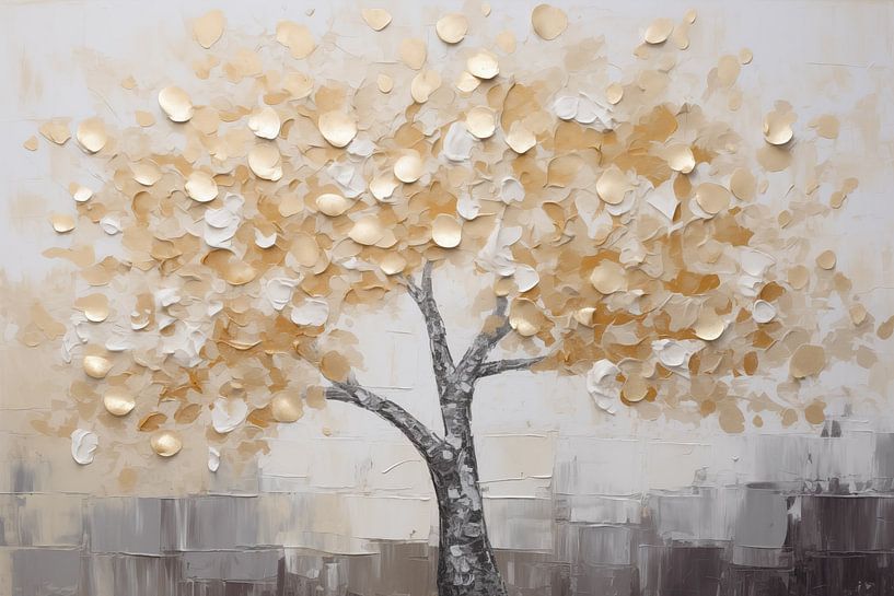 Tree in gold and white by Bert Nijholt