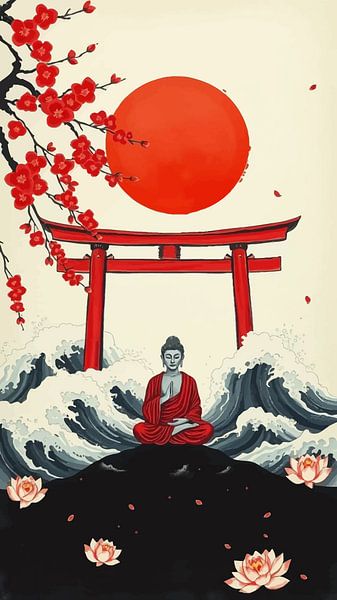 Buddha / Boeddha Japanische Kunst Sumi-e von MIROKKU