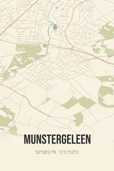 Vieille carte de Munstergeleen (Limbourg) par Affiches de lieux