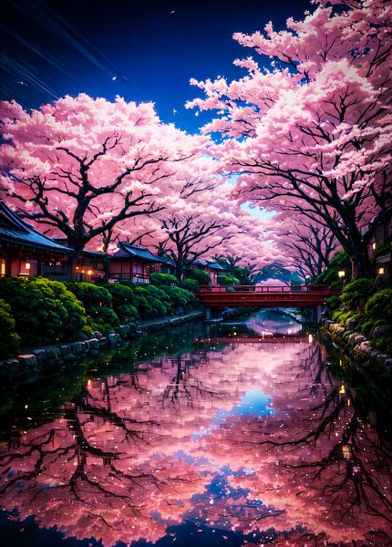 Cherry Blossom Sakura With Japan Architecture by Ruzerin