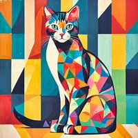 Bunte Katze im Kubismus