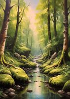 small river in the middle of the forest