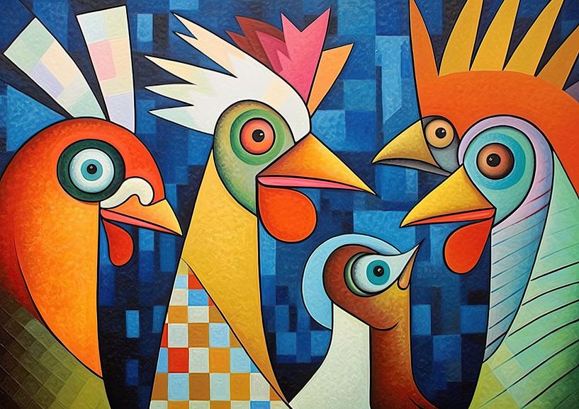 Painting Chickens Abstract by ARTEO Paintings
