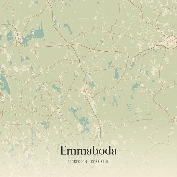 Alte Karte aus Emmaboda, Schweden. von Ortsdrucke