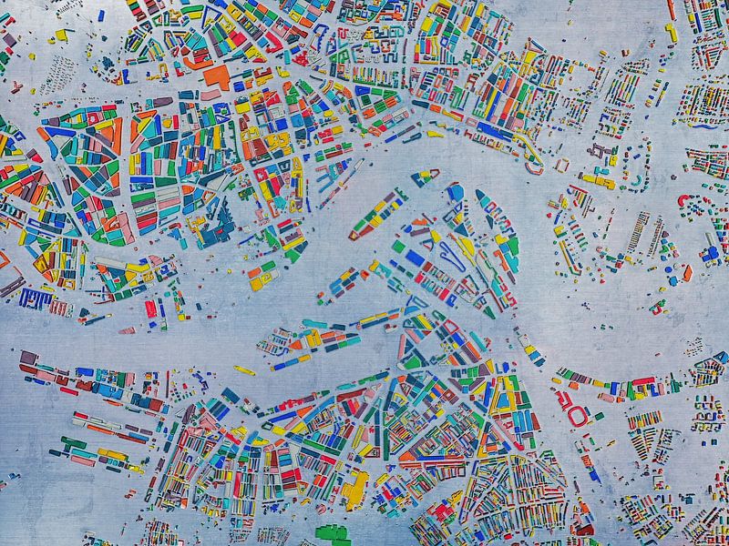 Carte en verre de Rotterdam par Frans Blok - des photos, de l'art et des autres décorations murales