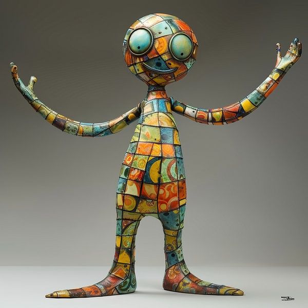 kleurig whimsical poppetje van Gelissen Artworks