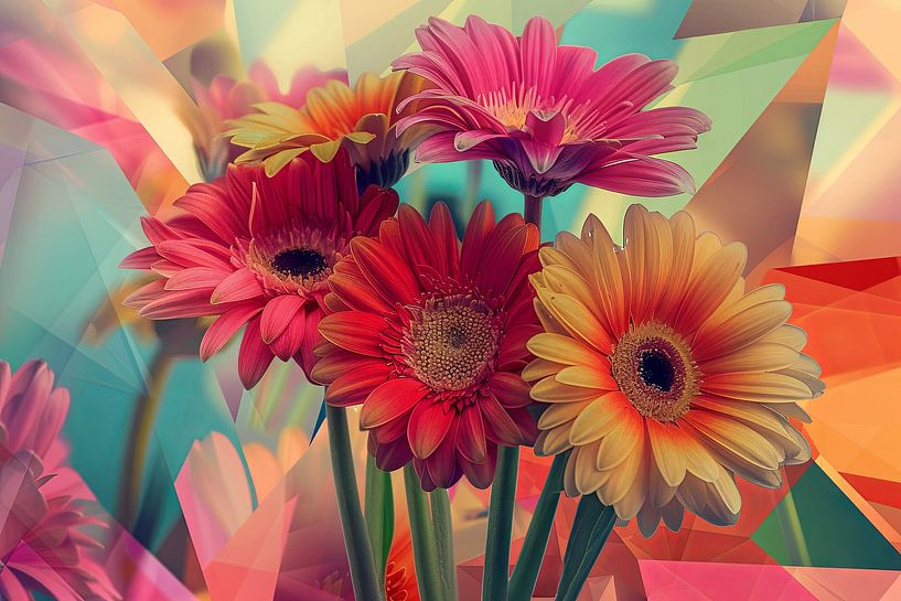 Fleurs de gerbera - Des fleurs vivantes au design moderne par Poster Art Shop